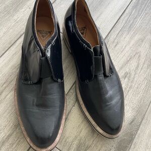 Fluevog Claudia Black Leather/Patent Lace Up Made In Italy 90’s Y2K Classic sz7